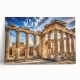Black and white photo of classical columns on stretched canvas, suitable as large kitchen or bedroom wall art.