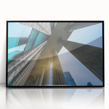 Large abstract wall art featuring black and white columns design on acrylic, framed, ideal for modern art wall decor.