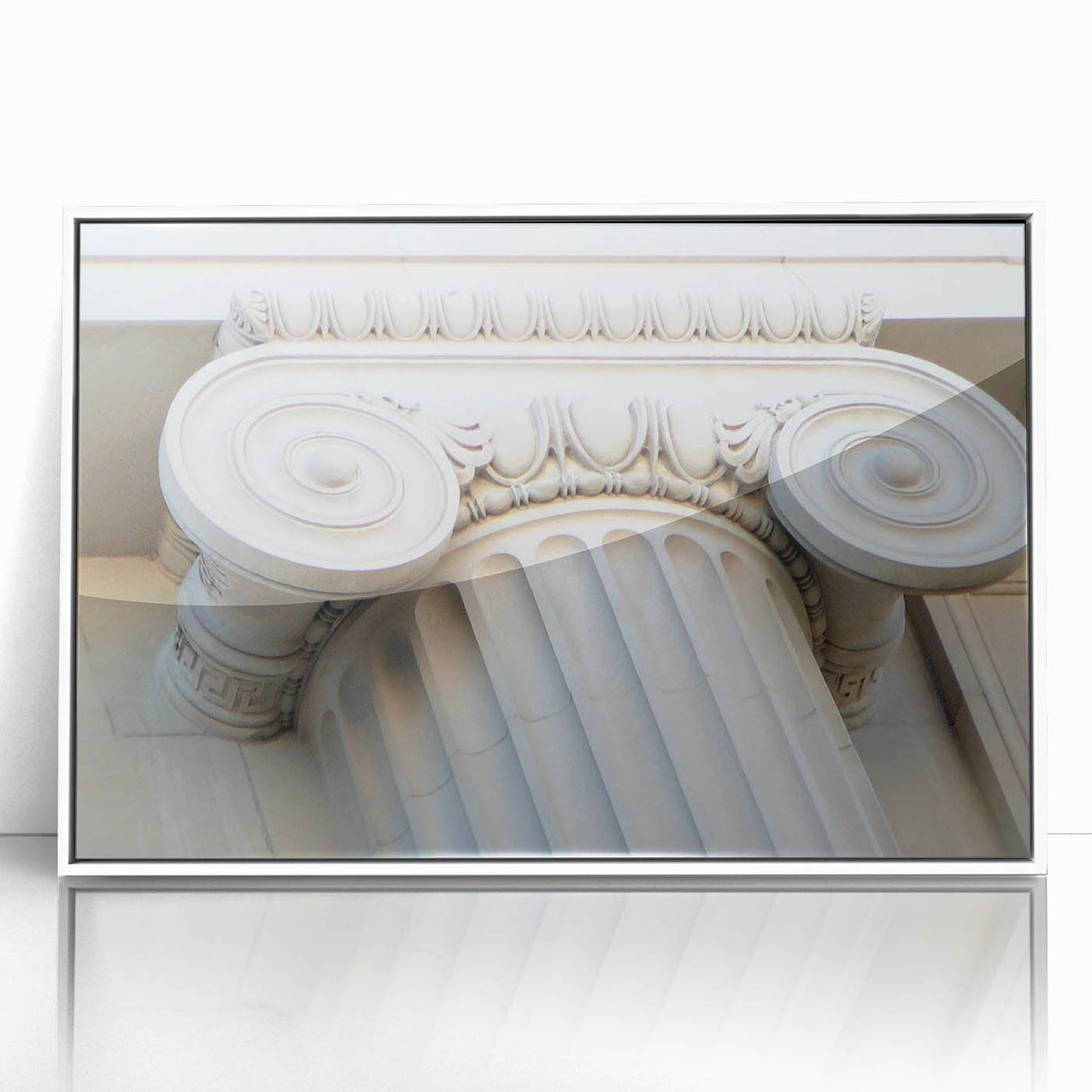 Art deco poster featuring white columns on a black background, acrylic print, ideal for modern art wall decor in a nursery.
