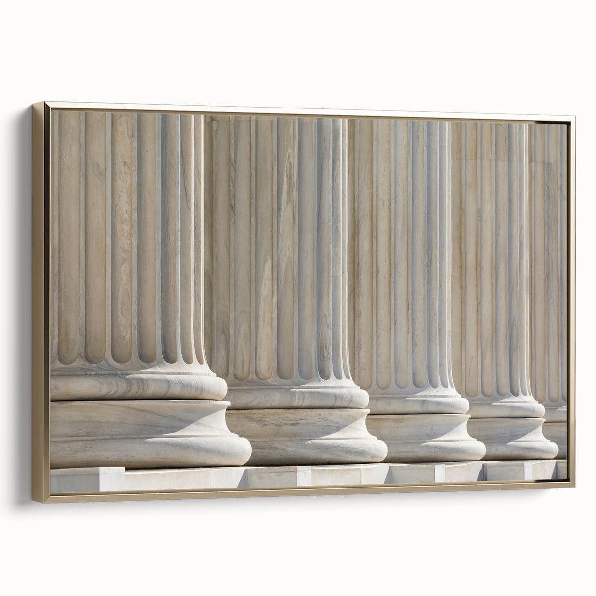 Vintage poster art of classical columns in black on framed canvas, suited for bedroom wall decor.