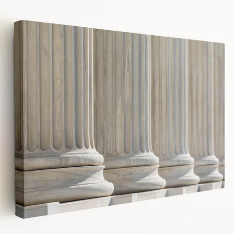 Architectural column designs in greyscale on stretched canvas, ideal for kitchen wall art.