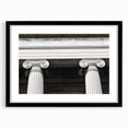 Extra large abstract art print featuring colorful textured columns on a black framed canvas, ideal for living room decor.