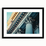 Abstract art print featuring colorful, textured columns on a large canvas, suited for living room decor.