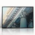 Large abstract wall art featuring mid-century modernist columns in black and white, acrylic framed.