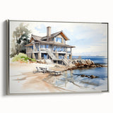 Framed canvas featuring a vintage poster of black and white landscape art paintings, ideal for bedroom wall decor.