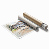 Rolled print of a floral art design featuring soft pink and green tones on a large format.