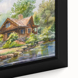 Extra large framed canvas featuring a close-up of black textured cottages with colorful accents, ideal for living room decor.
