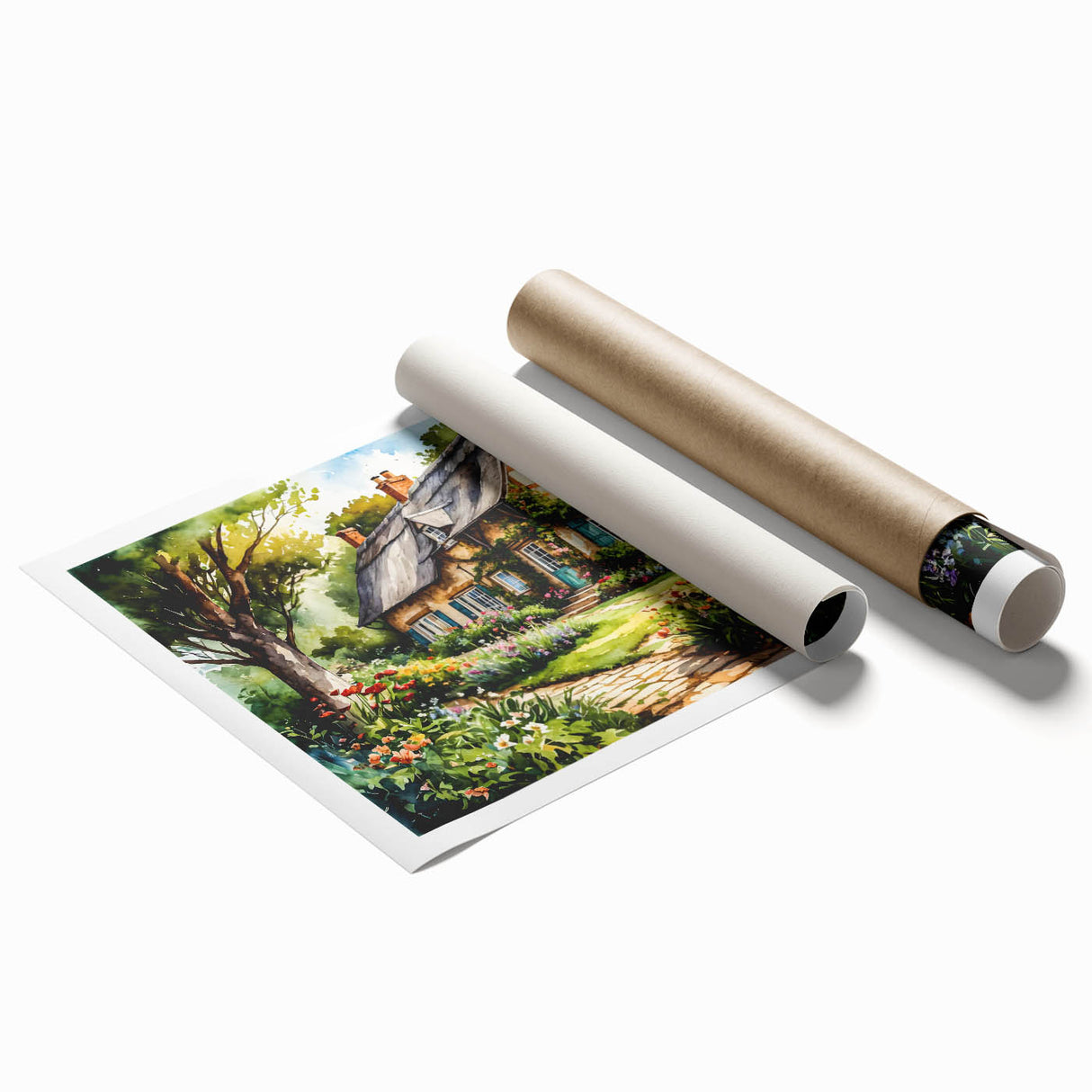 Extra large rolled print of floral art featuring muted earth tones, ideal for classy bathroom wall art.