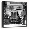 Black and white framed canvas depicting a vintage landscape scene, ideal for bedroom wall decor.