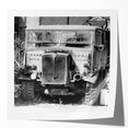 Extra large rolled print featuring a derelict building in muted earth tones, ideal for art wall dining room.