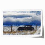 Extra large rolled print featuring a derelict architectural scene in muted earth tones, ideal for art wall dining room.