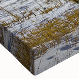 Large art of a black and white derelict building, in landscape format on stretched canvas, ideal for bedroom wall decor.