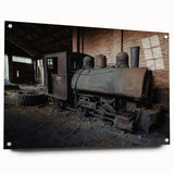Large abstract wall art on acrylic glass, featuring a blend of muted grays and blues.