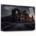 Large abstract wall art on acrylic glass featuring a blend of muted grey and rust tones.