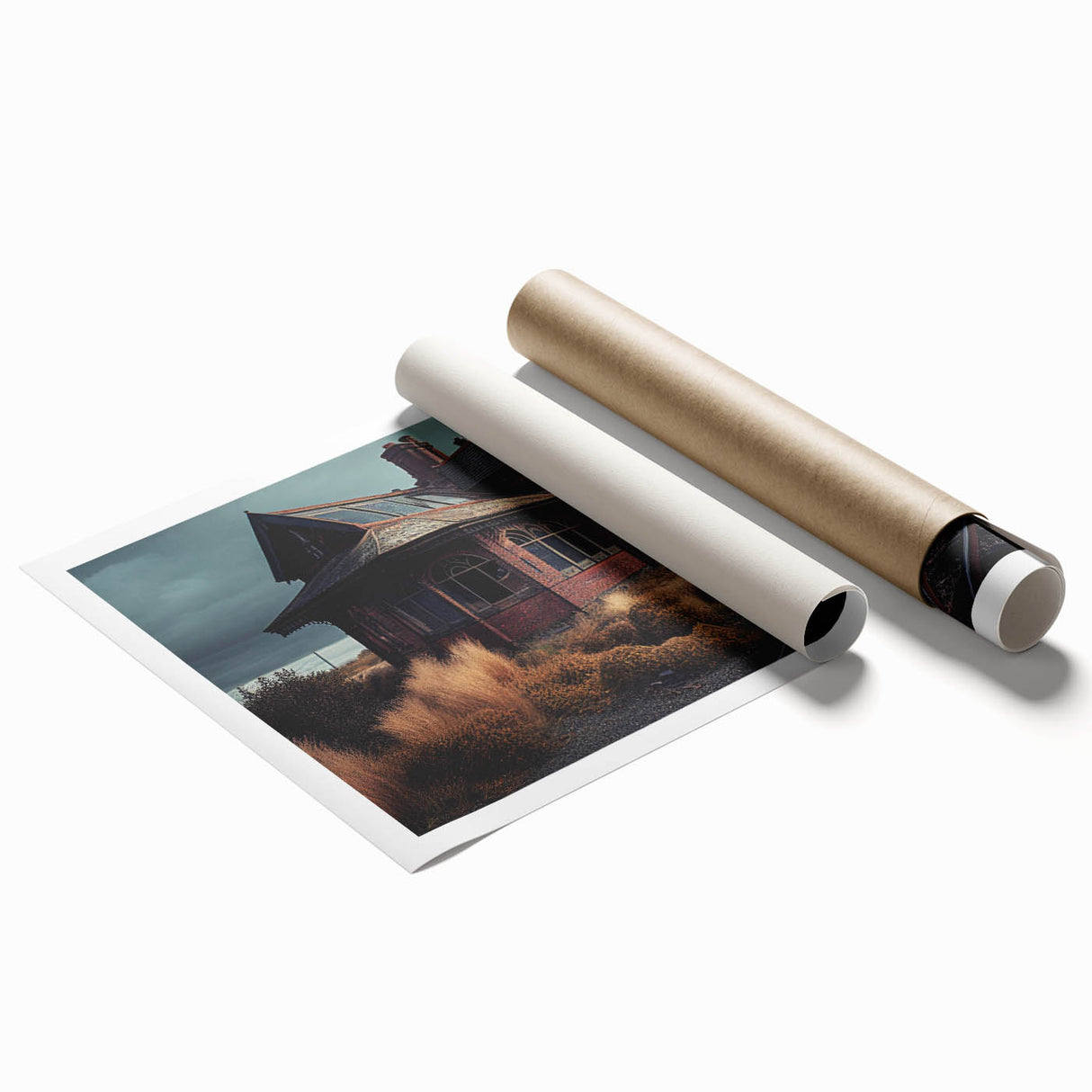 Extra large rolled print featuring a floral design in muted earth tones, ideal for classy bathroom wall art.