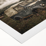 Art deco poster featuring a geometric pattern in muted gold and navy, printed on rolled canvas.