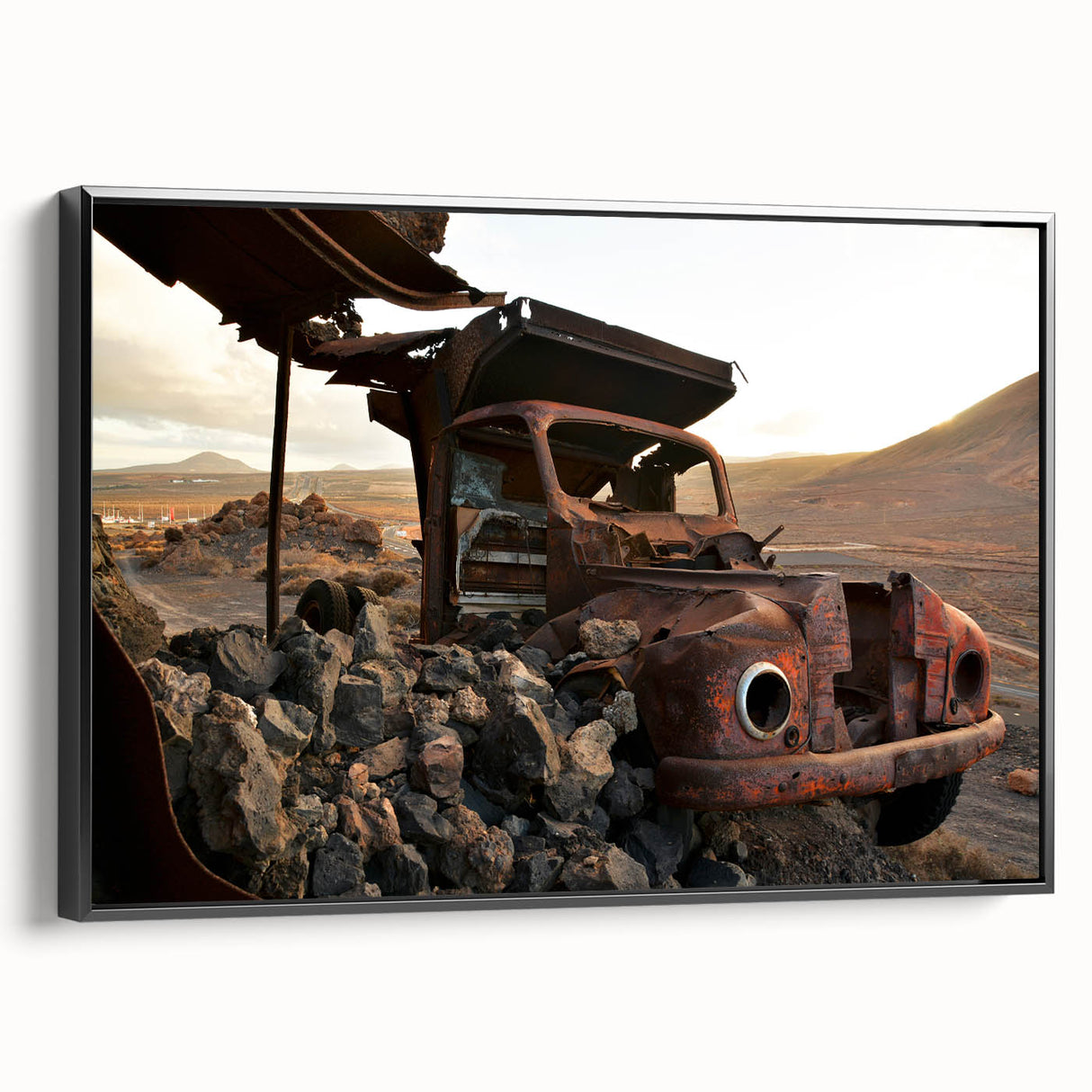 Extra large black framed canvas featuring a textured, colorful abstract design, ideal for living room decor.