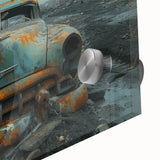Large abstract wall art in mid-century modernist style, featuring geometric shapes in muted earth tones.