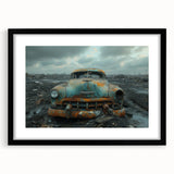 Extra large abstract art print featuring a colorful, textured design on a black framed canvas, ideal for living room decor.