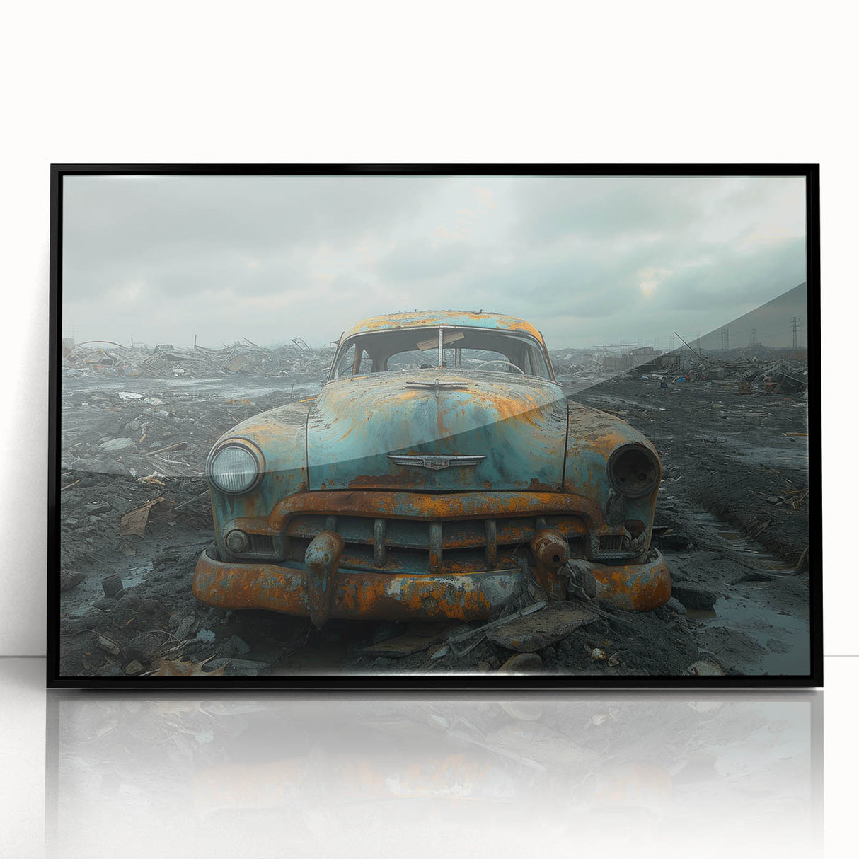 Large abstract wall art featuring a mid-century modernist design in black and grey tones on acrylic.