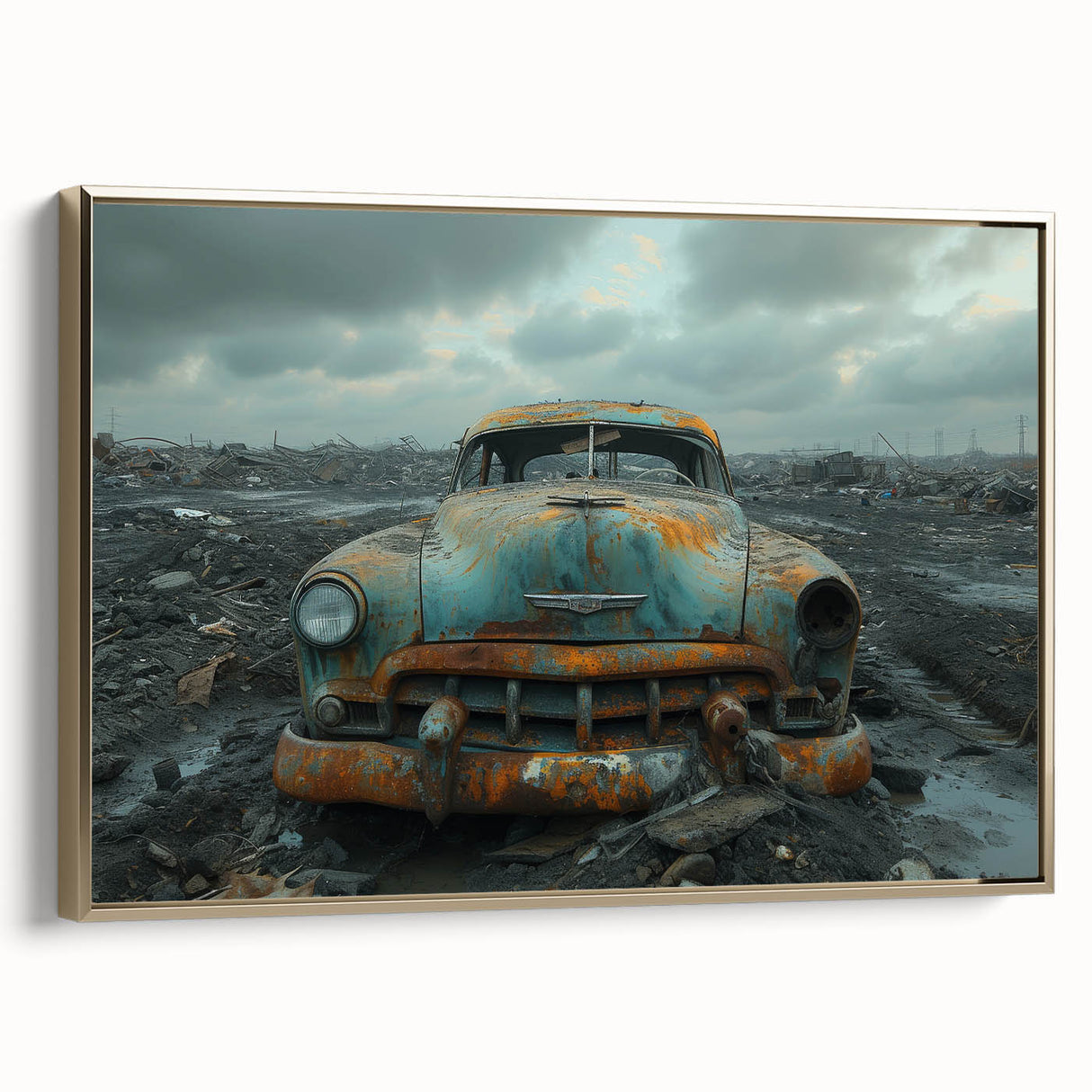 Framed canvas featuring a vintage black and white landscape painting, ideal for bedroom wall art.