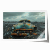 Extra large rolled print of a derelict building in muted gray tones, suitable as art wall dining room decor.