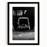 Extra large abstract art print featuring colorful, textured design on a black framed canvas, ideal for living room decor.