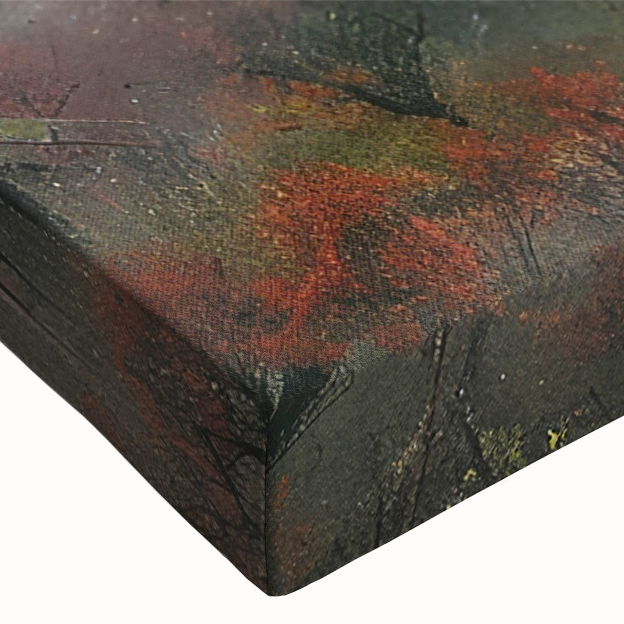 Black and white landscape art painting on stretched canvas depicting a derelict building, ideal for bedroom wall decor.