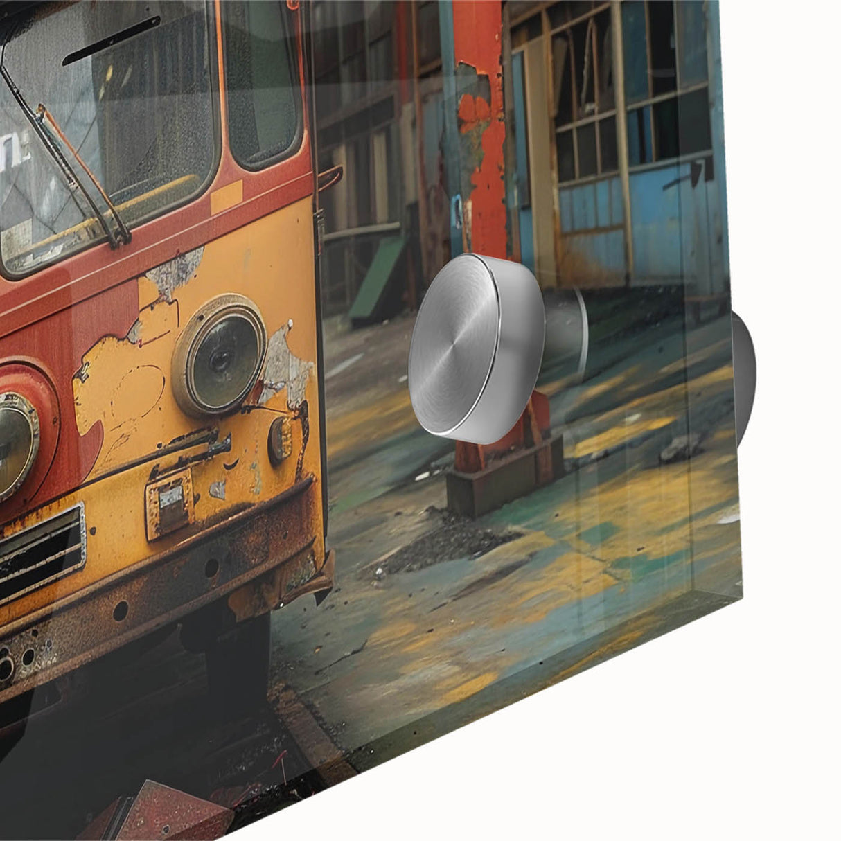 Large abstract wall art on acrylic, featuring mid-century modernist designs in muted shades of gray.
