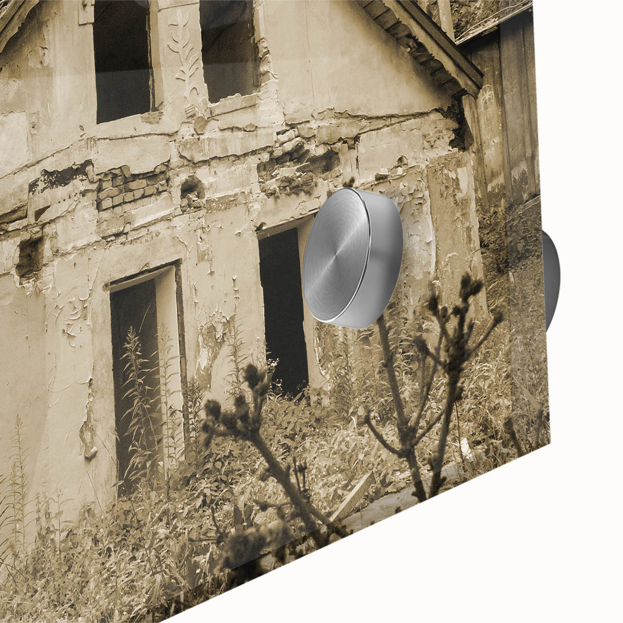Large abstract wall art in mid-century modernist style, featuring muted earth tones on acrylic glass.