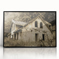 Large abstract wall art depicting a mid-century modernist design in black and white tones, framed in acrylic.