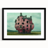 Extra large abstract art print depicting colorful, textured design on a black-framed canvas.