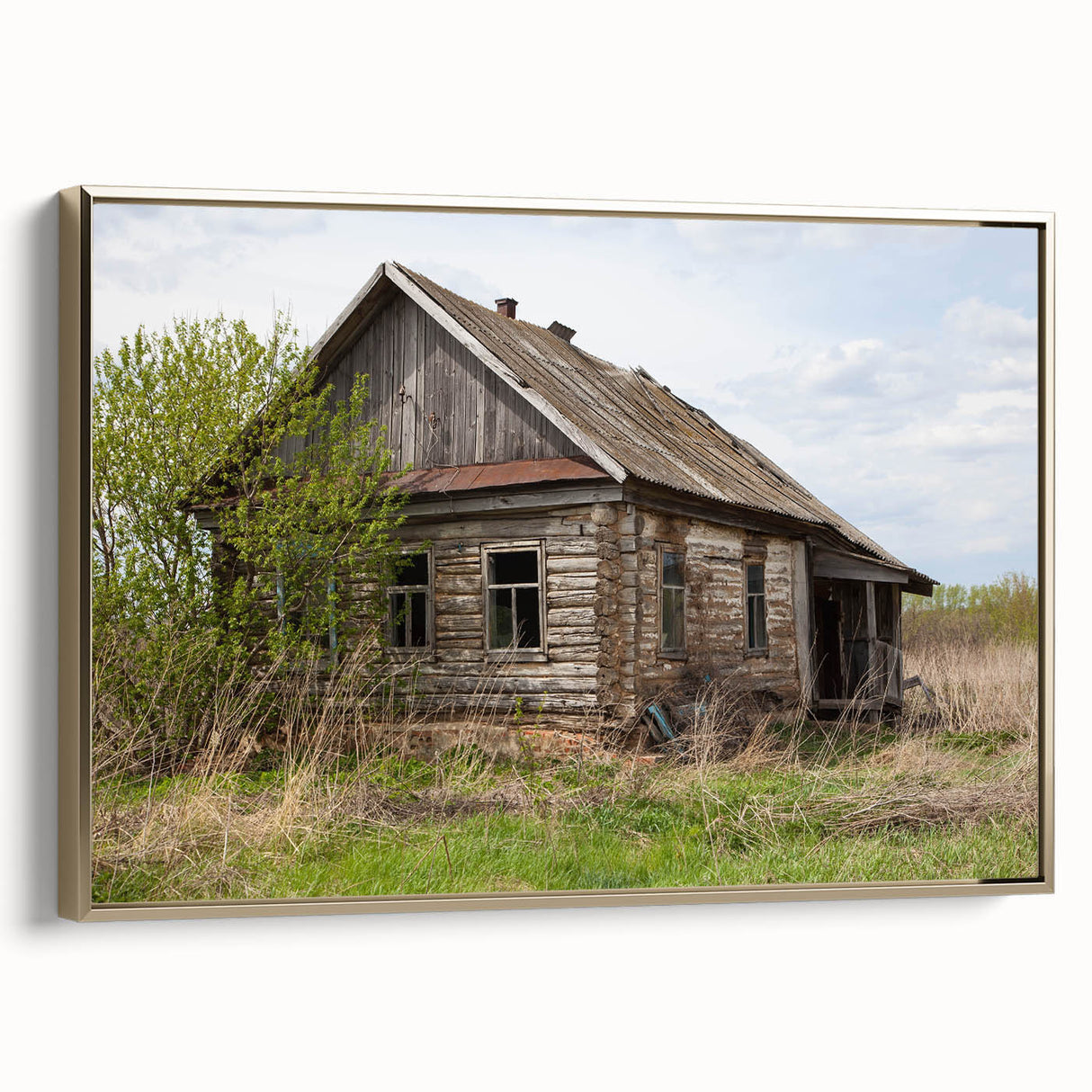 Framed canvas featuring a vintage-style black landscape painting, ideal for bedroom wall decor.
