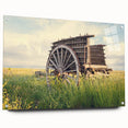 Large abstract wall art on acrylic glass depicting a chaotic blend of gray and metallic tones.