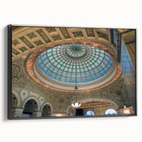 Black and white framed canvas featuring a landscape with architectural domes, ideal for bedroom wall decor.