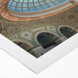 Art deco poster featuring symmetrical dome structures in monochrome, printed on rolled canvas.