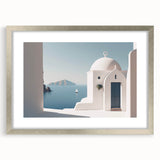 Textured abstract art print featuring layered domes in muted gray, ideal for modern bedroom decor, framed with silver mat.