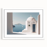 Abstract art print featuring overlapping architectural domes in muted gray tones on a white framed canvas.