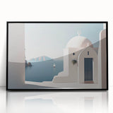 Large abstract wall art featuring mid-century modernist domes in muted gray and black tones, acrylic framed print.