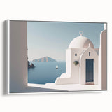 Vintage poster art of architectural domes in muted black and colorful tones on large framed canvas.