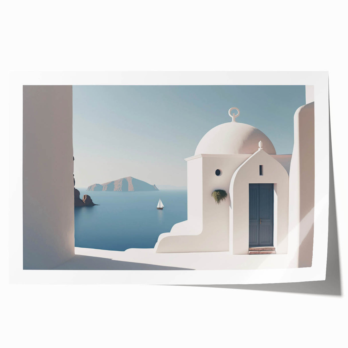 Extra large rolled print featuring architectural domes in muted beige and white, ideal for dining room wall art.