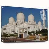 Large abstract wall art featuring architectural domes in muted grey on acrylic glass, suitable for bedroom or dining room.