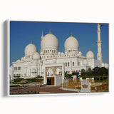 Framed canvas featuring a series of architectural domes in a vintage poster style, with a monochrome black palette.