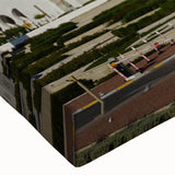 Black and white landscape art of domed buildings on stretched canvas, suitable for bedroom decor.