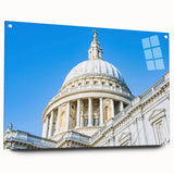 Acrylic print of large abstract wall art featuring architectural domes in muted grays.