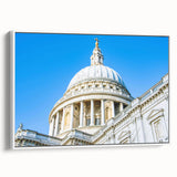 Vintage poster art of architectural domes in muted black and white, framed canvas, ideal for living room decor.