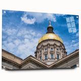 Acrylic print of large abstract architecture with domes in neutral tones, ideal for bedroom or dining room decor.