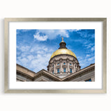 Textured abstract art print featuring curved architectural domes in muted gray, framed in silver, ideal for bedroom art.