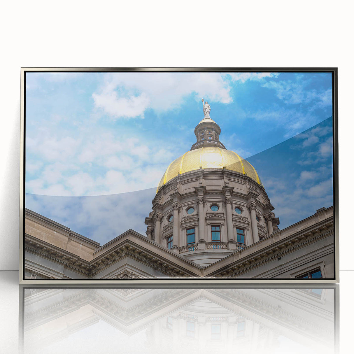 Acrylic print of large art prints featuring silver domes in mid-century modernist style, suitable for modern art wall decor.