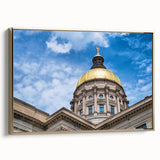 Framed canvas featuring a vintage poster art of black architectural domes, ideal for bedroom wall decor.